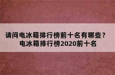 请问电冰箱排行榜前十名有哪些？ 电冰箱排行榜2020前十名